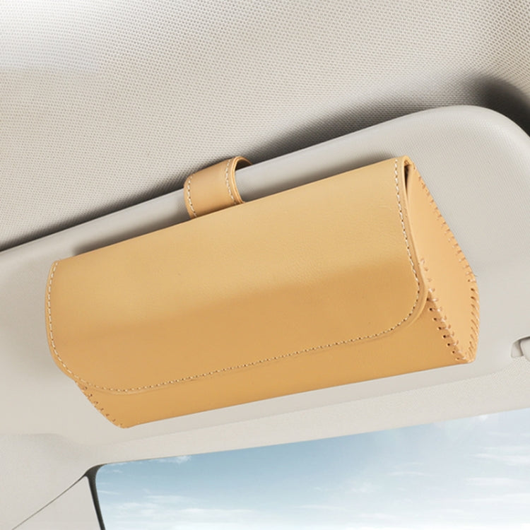 533 Car Glasses Storage Bag Glasses Box (Beige) - Sunglasses & Glasses Clips by PMC Jewellery | Online Shopping South Africa | PMC Jewellery | Buy Now Pay Later Mobicred