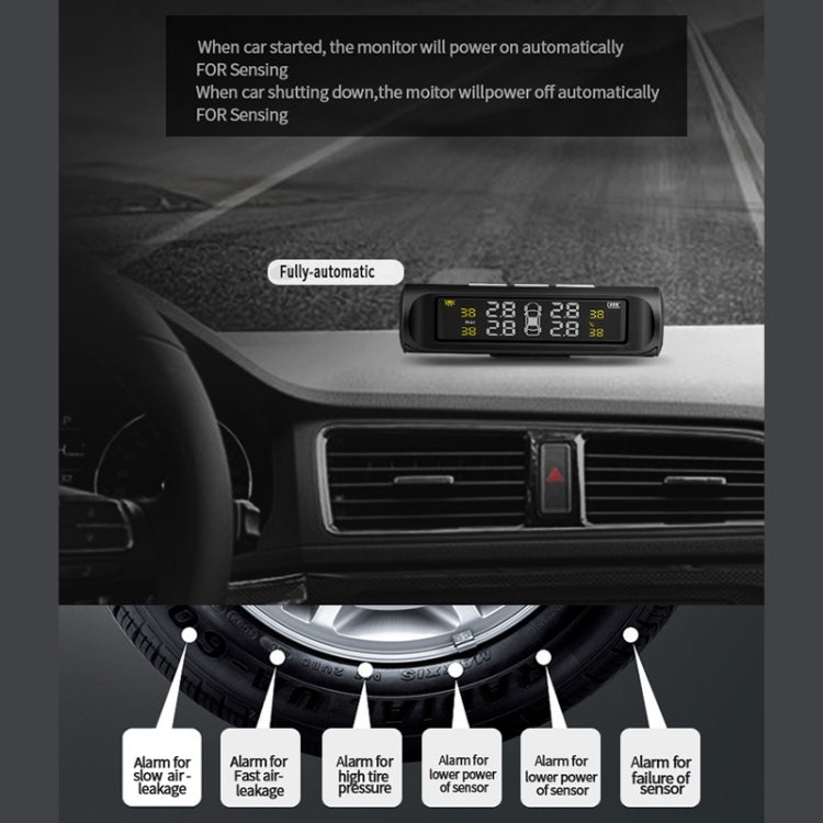 YB-P0248 Universal Car Wireless Solar Built-in TPMS Tire Pressure Monitor Detector - Tire Pressure Gauges by PMC TechLife | Online Shopping South Africa | PMC TechLife | Buy Now Pay Later Mobicred