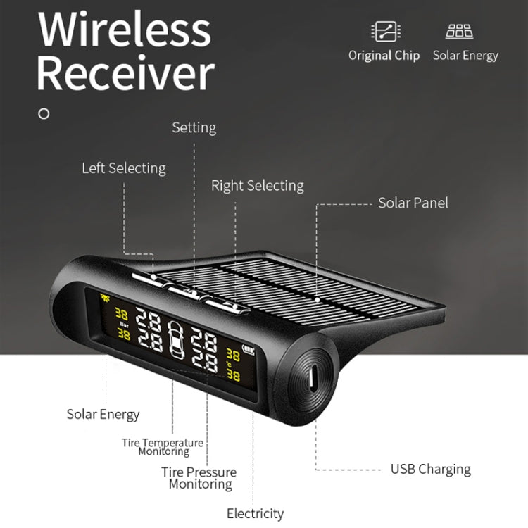 YB-Q0248 Universal Car Wireless Solar External Tire Pressure Monitor Detector - Tire Pressure Gauges by PMC TechLife | Online Shopping South Africa | PMC TechLife | Buy Now Pay Later Mobicred