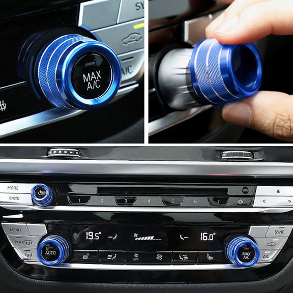 3 PCS / Set Air Conditioning Knob Metal Decorative Ring for BMW X3 / X4 / 5 Series / 7 Series / 6 Series GT (Blue)