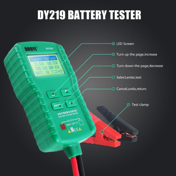 DUOYI DY219 Digital Battery Analyzer Car Fault Diagnostic Device Current and Voltage Detector - free shipping - PMC Jewellery - Order now!