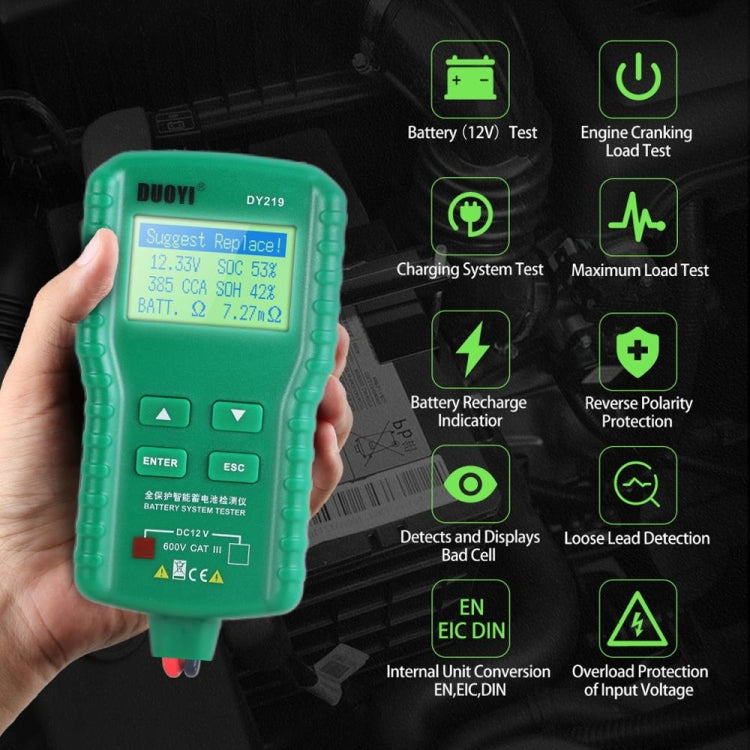 DUOYI DY219 Digital Battery Analyzer Car Fault Diagnostic Device Current and Voltage Detector - free shipping - PMC Jewellery - Order now!