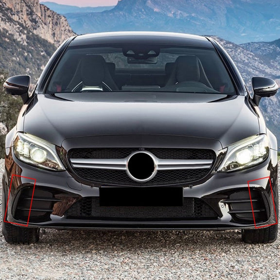 Car Front Wind Knife Decoration Sticker Strip for Mercedes-Benz C Class C180L/C260L/C300L (Carbon Fiber Black)