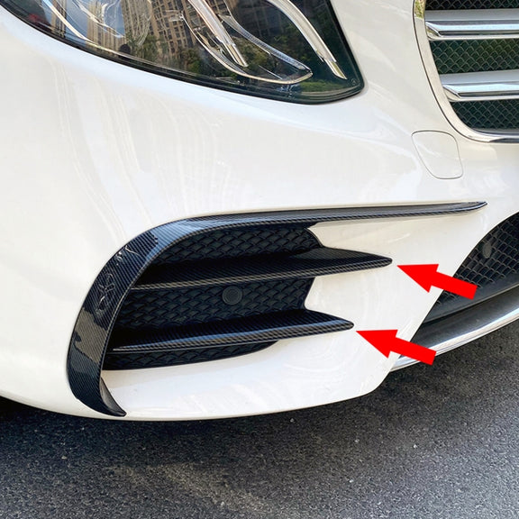 Car Front Bumper AMG Air Inlet Grille Decoration Sticker Strip for Mercedes-Benz E Class W213 2016-2020/E200/E260/E300 (Carbon Fiber Black)