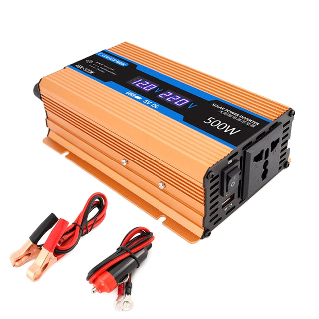 Carmaer Modified Sine Wave 12V to 220V 500W Car Multi-function Double Digital Display Inverter Household Power Converter