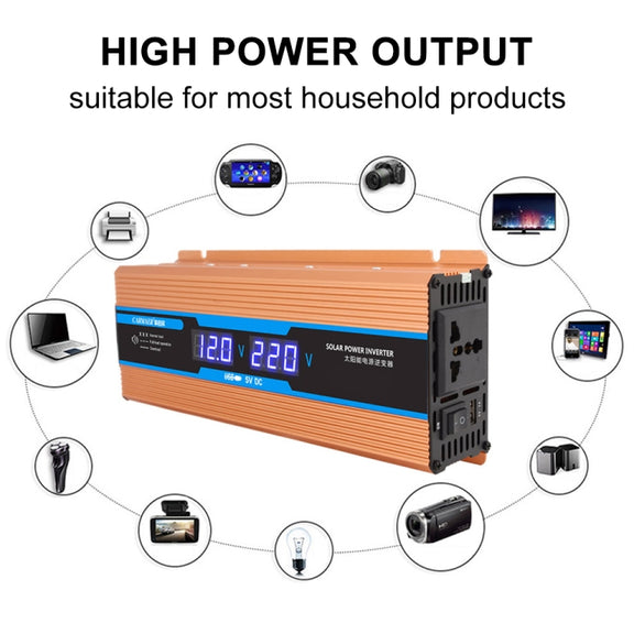 Carmaer Modified Sine Wave 48V to 220V 500W Car Multi-function Double Digital Display Inverter Household Power Converter