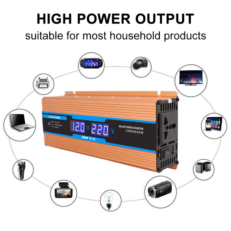 Carmaer Modified Sine Wave 24V to 220V 1200W Car Multi-function Double Digital Display Inverter Household Power Converter