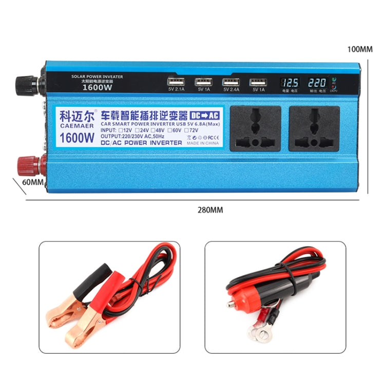 Carmaer 24V to 220V 1600W Three Socket Car Double Digital Display Inverter Household Power Converter - Modified Square Wave by PMC TechLife | Online Shopping South Africa | PMC TechLife | Buy Now Pay Later Mobicred
