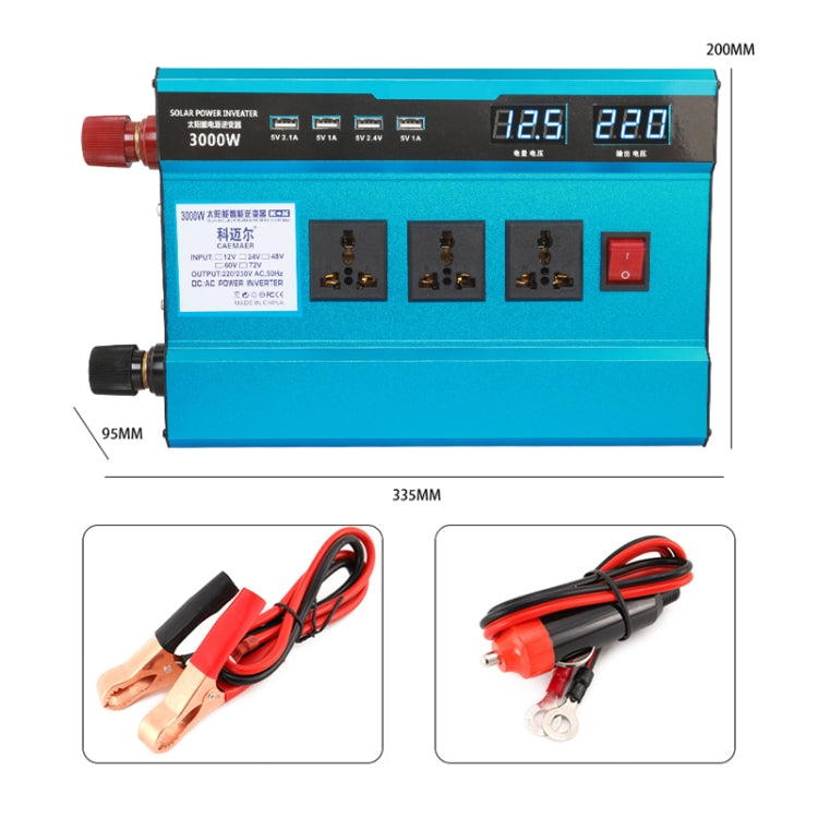 Carmaer 12V to 220V 3000W Intelligent Fan Car Double Digital Display Inverter Household Power Converter - Modified Square Wave by PMC TechLife | Online Shopping South Africa | PMC TechLife | Buy Now Pay Later Mobicred