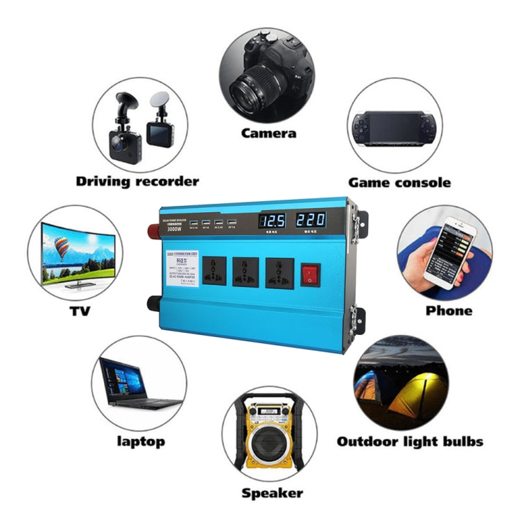Carmaer 24V to 220V 3000W Intelligent Fan Car Double Digital Display Inverter Household Power Converter - Modified Square Wave by PMC TechLife | Online Shopping South Africa | PMC TechLife | Buy Now Pay Later Mobicred