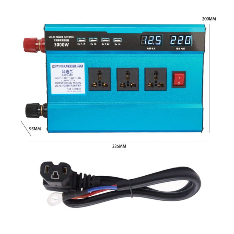 Carmaer 48V to 220V 3000W Intelligent Fan Car Double Digital Display Inverter Household Power Converter - Modified Square Wave by PMC TechLife | Online Shopping South Africa | PMC TechLife | Buy Now Pay Later Mobicred