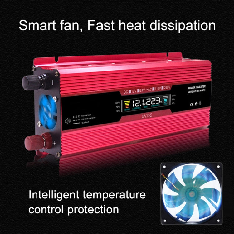 Carmaer US Plug 12V to 110V 1200W Car LCD Display Inverter Household Power Converter