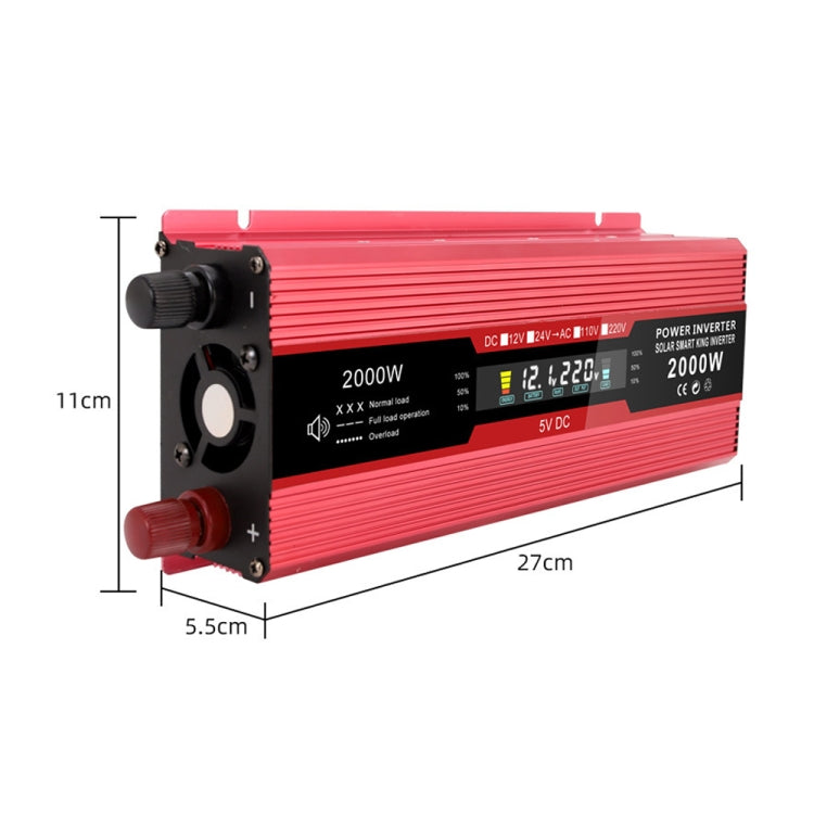 Carmaer US Plug 12V to 110V 2000W Car LCD Display Inverter Household Power Converter - Modified Square Wave by PMC TechLife | Online Shopping South Africa | PMC TechLife | Buy Now Pay Later Mobicred