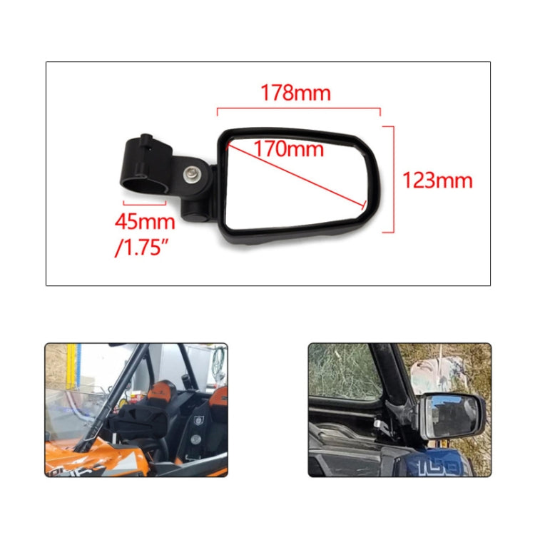 Pair All-terrain Vehicles Wide Field View 1.75 inch Rearview Mirror Side Reflector Mirror for UTV / ATV - Side Mirrors by PMC TechLife | Online Shopping South Africa | PMC TechLife | Buy Now Pay Later Mobicred