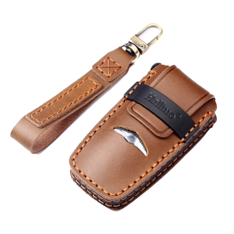 Hallmo Car Cowhide Leather Key Protective Cover Key Case for Hyundai Rohens Genesis 8-button(Brown) - Car Key Cases by Hallmo | Online Shopping South Africa | PMC TechLife | Buy Now Pay Later Mobicred