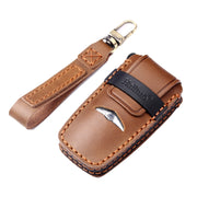 Hallmo Car Cowhide Leather Key Protective Cover Key Case for Hyundai Rohens Genesis 8-button(Brown)