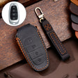Hallmo Car Cowhide Leather Key Protective Cover Key Case for Hyundai 4-button Start(Black) - Car Key Cases by Hallmo | Online Shopping South Africa | PMC TechLife | Buy Now Pay Later Mobicred