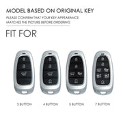 Hallmo Car Cowhide Leather Key Protective Cover Key Case for Hyundai 4-button Start(Brown)