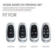 Hallmo Car Cowhide Leather Key Protective Cover Key Case for Hyundai 6-button(Black)