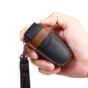 Hallmo Car Cowhide Leather Key Protective Cover Key Case for Hyundai 7-button(Blue)