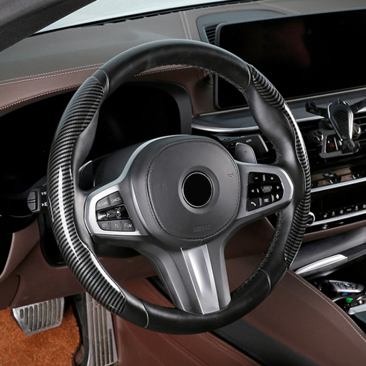 Car Universal Carbon Fiber Steering Wheel Cover (Black) - Steering Wheel Accessories by PMC TechLife | Online Shopping South Africa | PMC TechLife | Buy Now Pay Later Mobicred