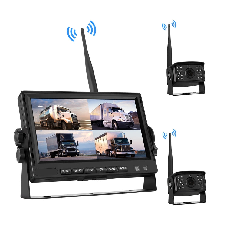 PZ710-W 7 inch Car Digital Wireless Rear-view Split-screen Monitor Dual Record - Rearview Monitors by PMC TechLife | Online Shopping South Africa | PMC TechLife | Buy Now Pay Later Mobicred
