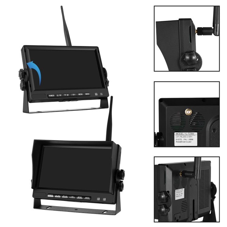 PZ710-W 7 inch Car Digital Wireless Rear-view Split-screen Monitor Dual Record - Rearview Monitors by PMC TechLife | Online Shopping South Africa | PMC TechLife | Buy Now Pay Later Mobicred