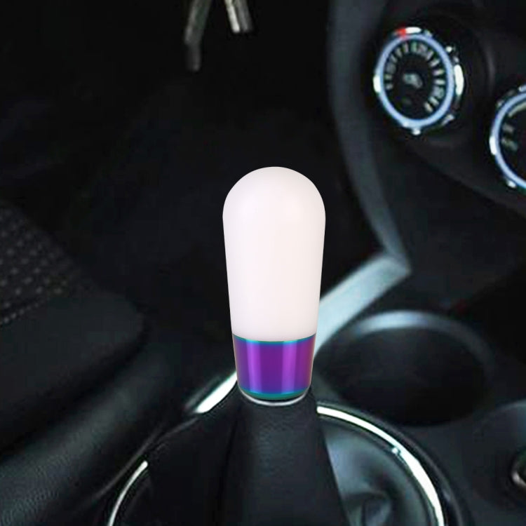 Universal Car Small Ellipsoid Resin + Carbon Fiber Metal Gear Shift Knob (White) - Shift Knob by PMC TechLife | Online Shopping South Africa | PMC TechLife | Buy Now Pay Later Mobicred