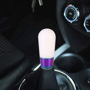 Universal Car Small Ellipsoid Resin + Carbon Fiber Metal Gear Shift Knob (White)