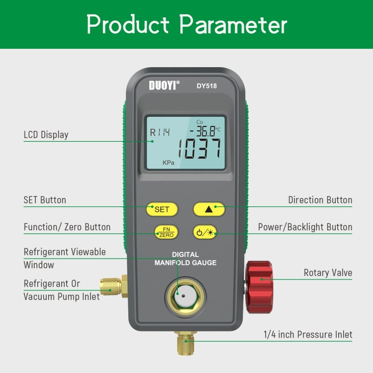 DUOYI DY518 Car Air Conditioning Repair Electronic Refrigerant Meter Air Conditioning Fluoride Meter - free shipping - PMC Jewellery - Order now!