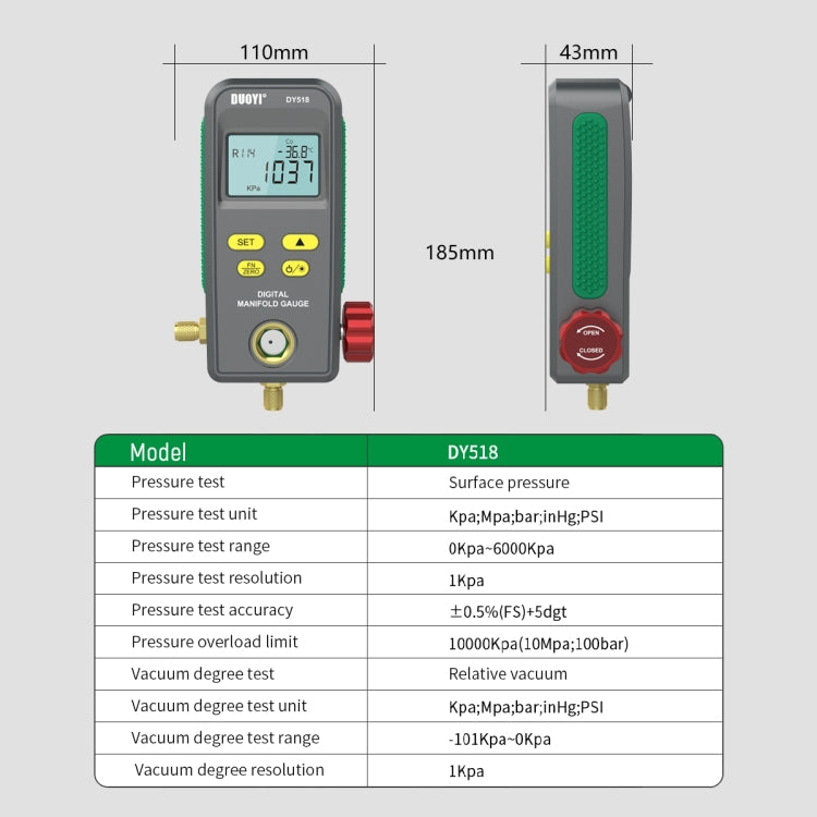 DUOYI DY518 Car Air Conditioning Repair Electronic Refrigerant Meter Air Conditioning Fluoride Meter - free shipping - PMC TechLife - Order now!