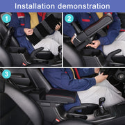 Car Multi-functional Dual USB Armrest Box Booster Pad, Microfiber Leather Curved Type (Black)