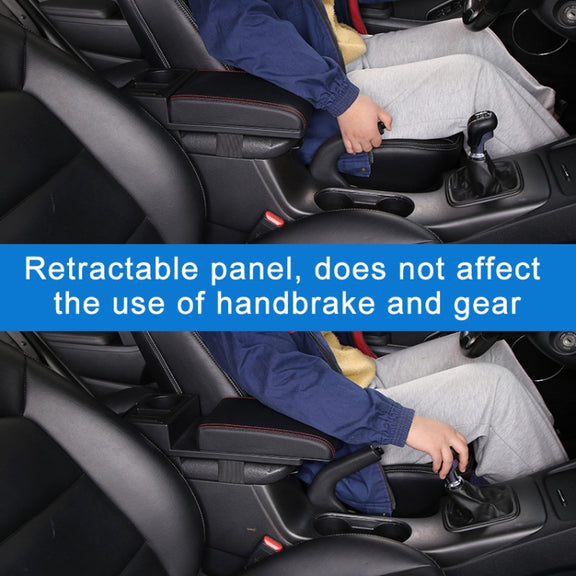 Car Multi-functional Dual USB Armrest Box Booster Pad, Microfiber Leather Straight Type (Black White)