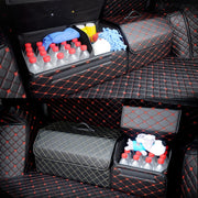 Car Trunk Foldable Storage Box, Checkered Large Size: 54 x 32 x 30cm (Beige)