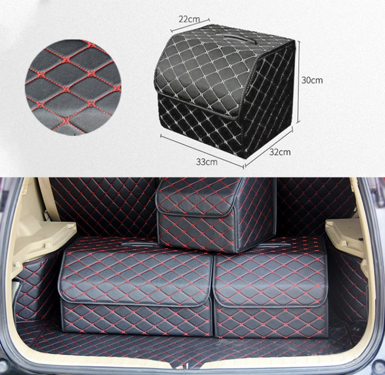 Car Trunk Foldable Storage Box, Rhombic Grid Small Size: 33 x 32 x 30cm (Black Red) - Stowing Tidying by PMC Jewellery | Online Shopping South Africa | PMC Jewellery | Buy Now Pay Later Mobicred