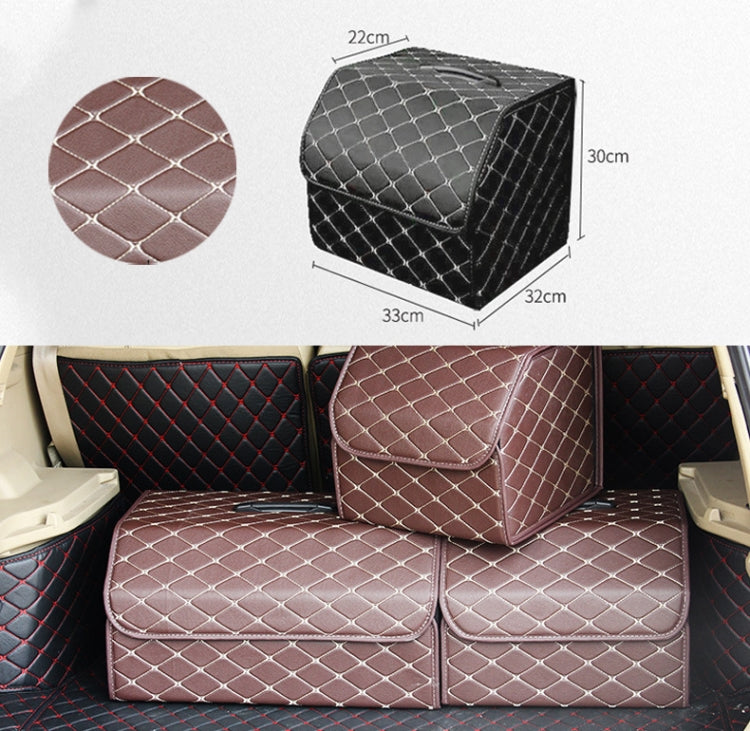 Car Trunk Foldable Storage Box, Rhombic Grid Small Size: 33 x 32 x 30cm (Coffee) - Stowing Tidying by PMC Jewellery | Online Shopping South Africa | PMC Jewellery | Buy Now Pay Later Mobicred