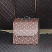 Car Trunk Foldable Storage Box, Rhombic Grid Small Size: 33 x 32 x 30cm (Coffee)