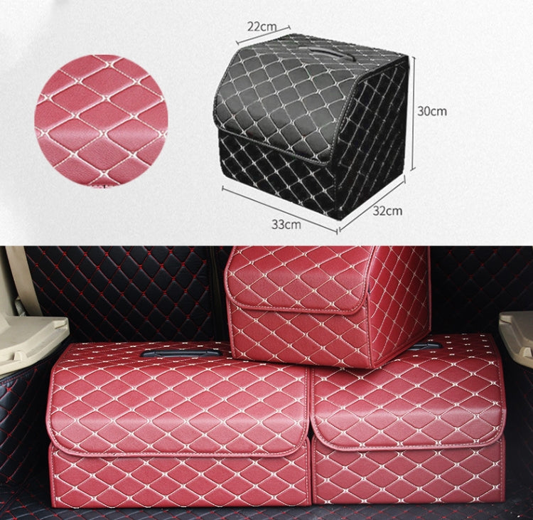 Car Trunk Foldable Storage Box, Rhombic Grid Small Size: 33 x 32 x 30cm (Wine Red) - Stowing Tidying by PMC Jewellery | Online Shopping South Africa | PMC Jewellery | Buy Now Pay Later Mobicred