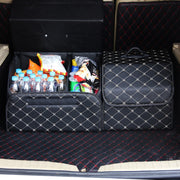Car Trunk Foldable Storage Box, Rhombic Grid Middle Size: 40 x 32 x 30cm (Coffee)