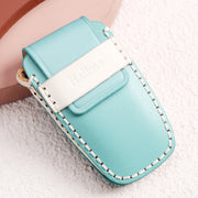 Hallmo Car Female Style Cowhide Leather Key Protective Cover for BMW, A Type(Sky Blue)