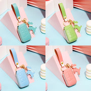 Hallmo Car Female Style Cowhide Leather Key Protective Cover for Volkswagen, A Type(Grass Green)