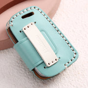 Hallmo Car Female Style Cowhide Leather Key Protective Cover for Volkswagen, A Type(Lake Blue)