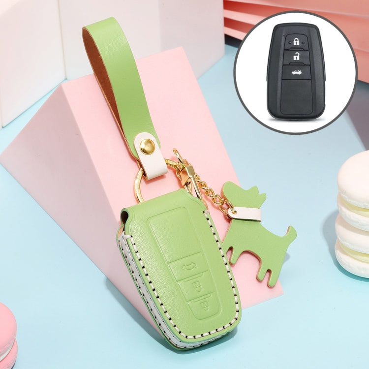 Hallmo Car Female Style Cowhide Leather Key Protective Cover for Toyota(Grass Green) - Car Key Cases by Hallmo | Online Shopping South Africa | PMC TechLife | Buy Now Pay Later Mobicred