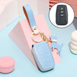 Hallmo Car Female Style Cowhide Leather Key Protective Cover for Toyota(Sky Blue) - Car Key Cases by Hallmo | Online Shopping South Africa | PMC TechLife | Buy Now Pay Later Mobicred