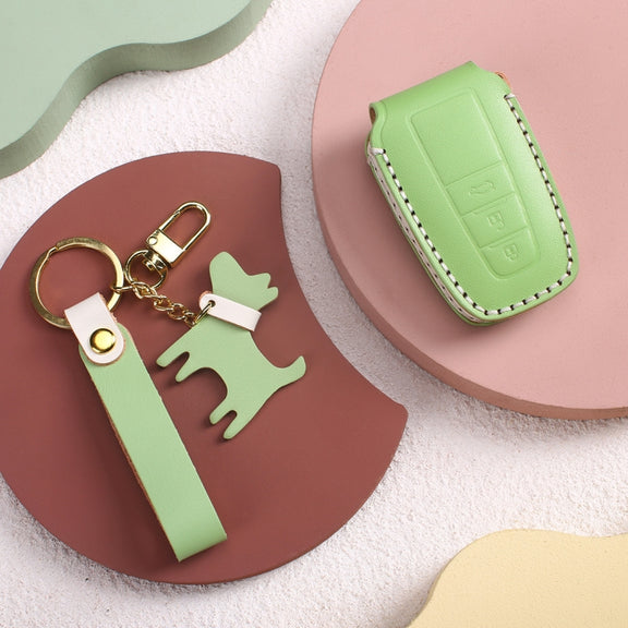 Hallmo Car Female Style Cowhide Leather Key Protective Cover for Toyota(Pink)