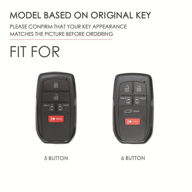 Hallmo Car Genuine Leather Key Protective Cover for Toyota Sienna 6-button(Black)