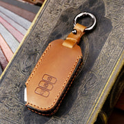Hallmo Car Cowhide Leather Key Protective Cover for KIA(Black)