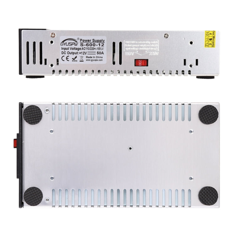 S-600-12 DC12V 600W 50A DIY Regulated DC Switching Power Supply Power Step-down Transformer with Clip, US Plug