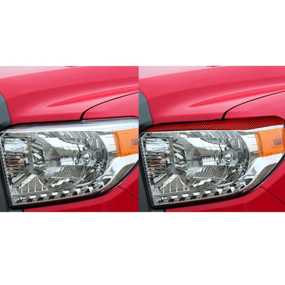 2 PCS / Set Carbon Fiber Car Headlight Eyebrow Decorative Sticker for Toyota Tundra 2014-2018,Left and Right Drive Universal(Red)
