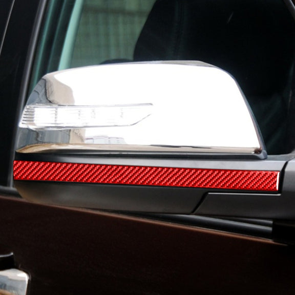 2 PCS / Set Carbon Fiber Car Rearview Mirror Anti Chafing Strip Decorative Sticker for Toyota Tundra 2014-2018,Left and Right Drive Universal(Red)